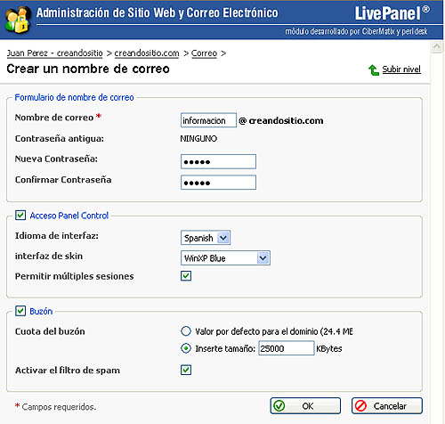 Configurando cuenta de correo